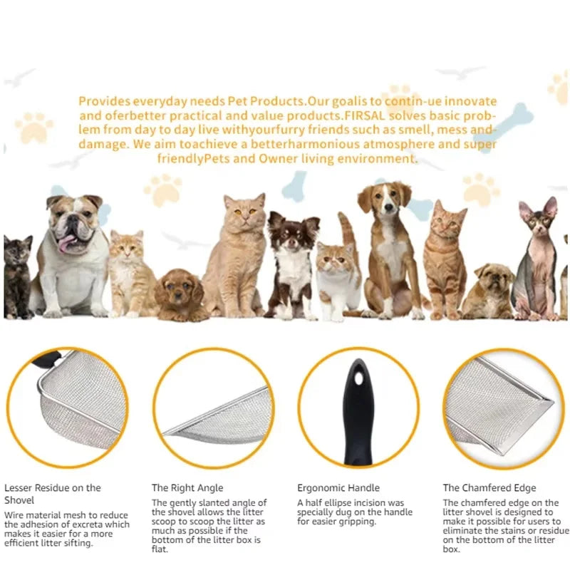 Fine Hole Cat Litter Scoop Pet Products Stainless Steel Scoop For Small Cat Litter Pet Feces Cleaning Filter Scoop